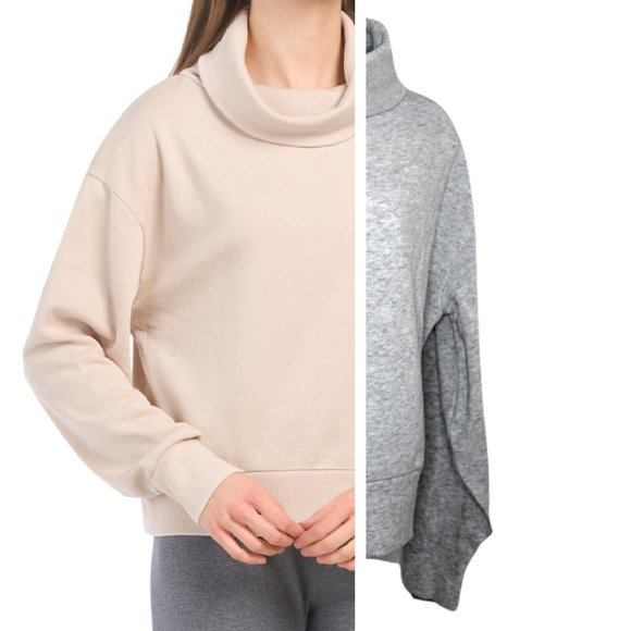 Junior’s Burnout Boxy Turtle Neck Top Mink / Gray - Picture 9 of 16